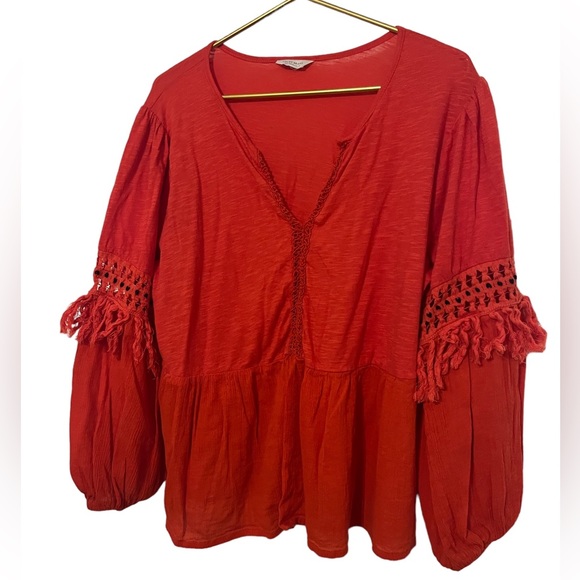 Lucky Brand Tops - Lucky Brand red boho style Women’s 1X cotton top